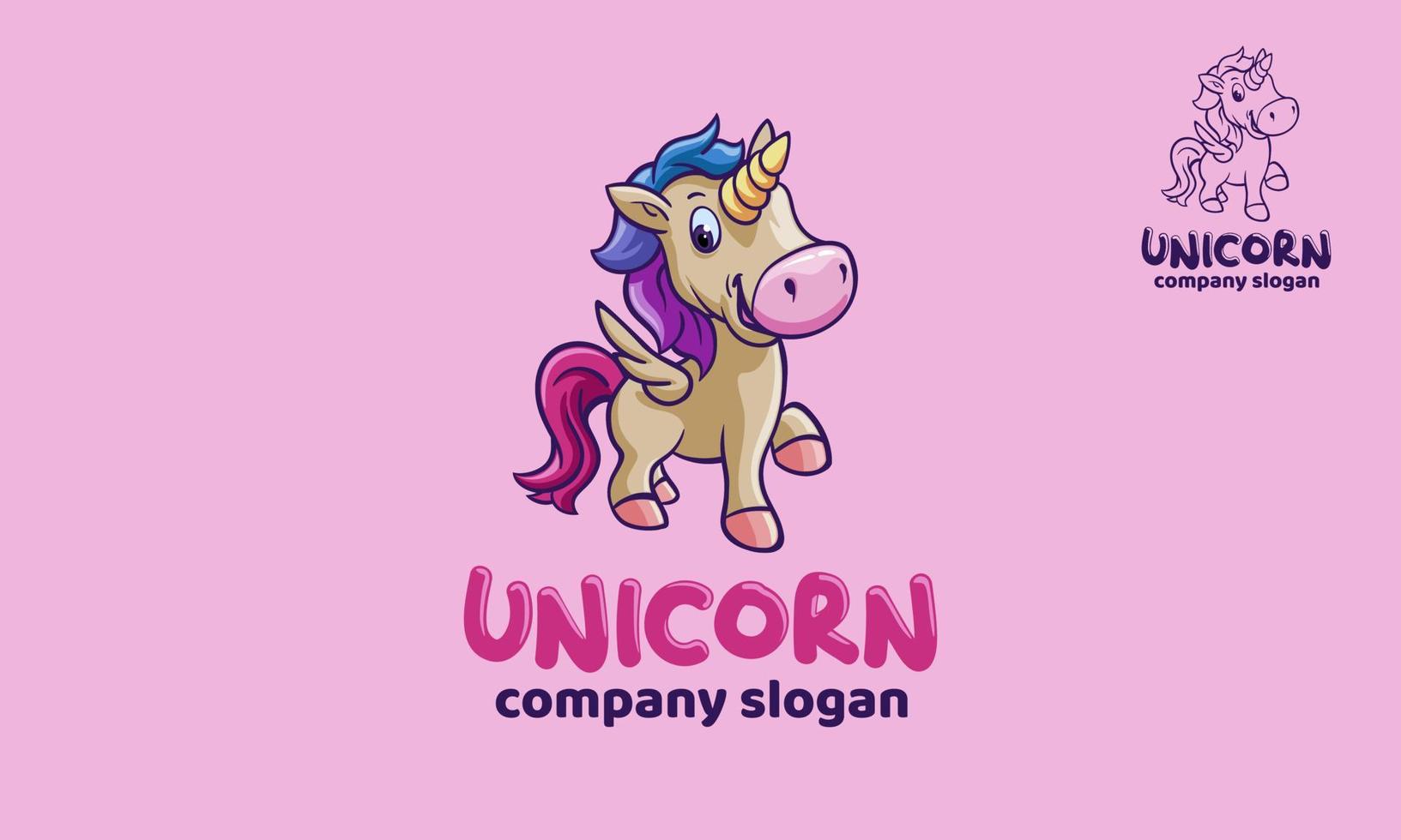 Unicorn vector logo template. Illustration of very cute unicorn.