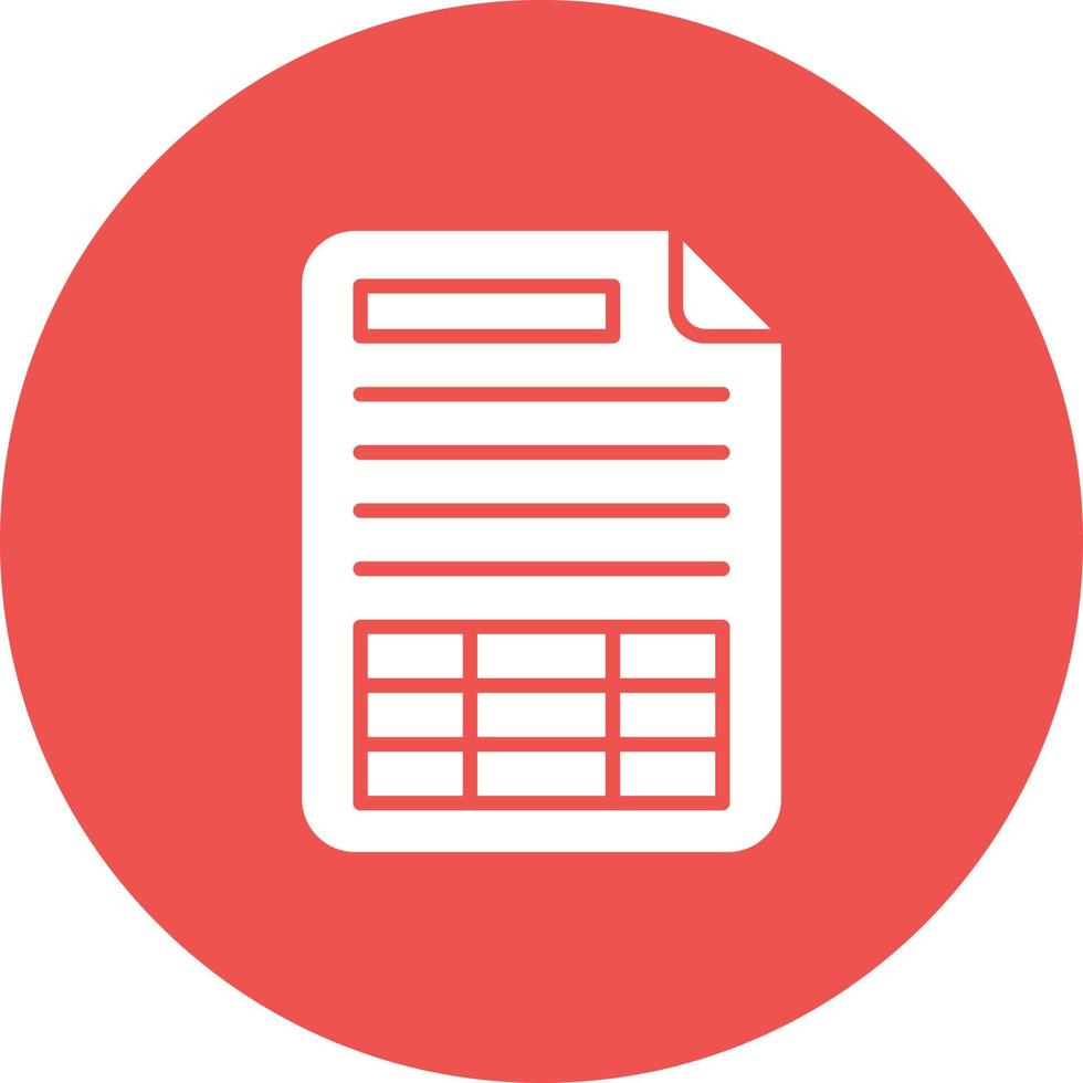 Spreadsheet Glyph Circle Background Icon vector