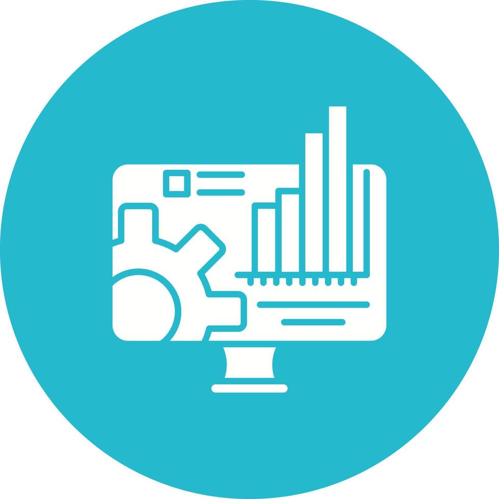Engineering Monitor Glyph Circle Background Icon vector