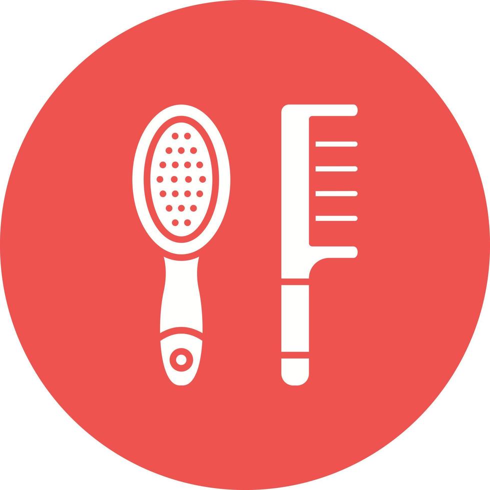 Hair Brush Glyph Circle Background Icon vector