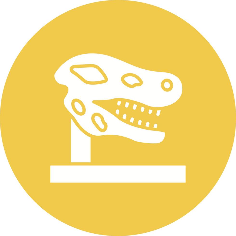 icono de fondo de círculo de glifo fósil de dinosaurio vector