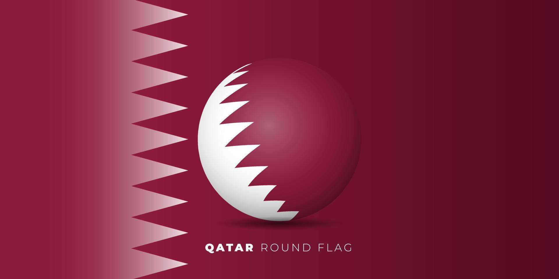 Ilustración de vector de bandera redonda de qatar. diseño de plantilla del día de la independencia de qatar.