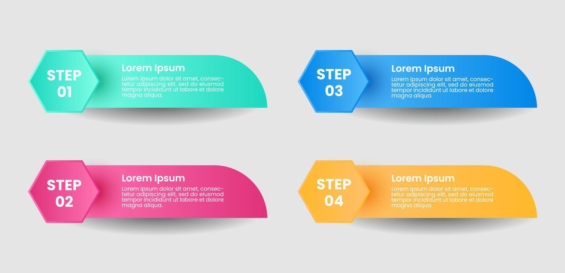 4 steps infographic collection. Vector illustration.Print