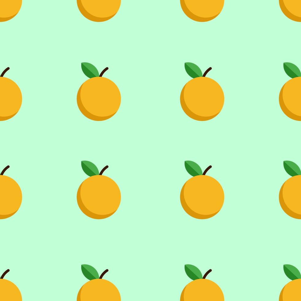 Orange fruits seamless pattern with green background. Vector Illustration