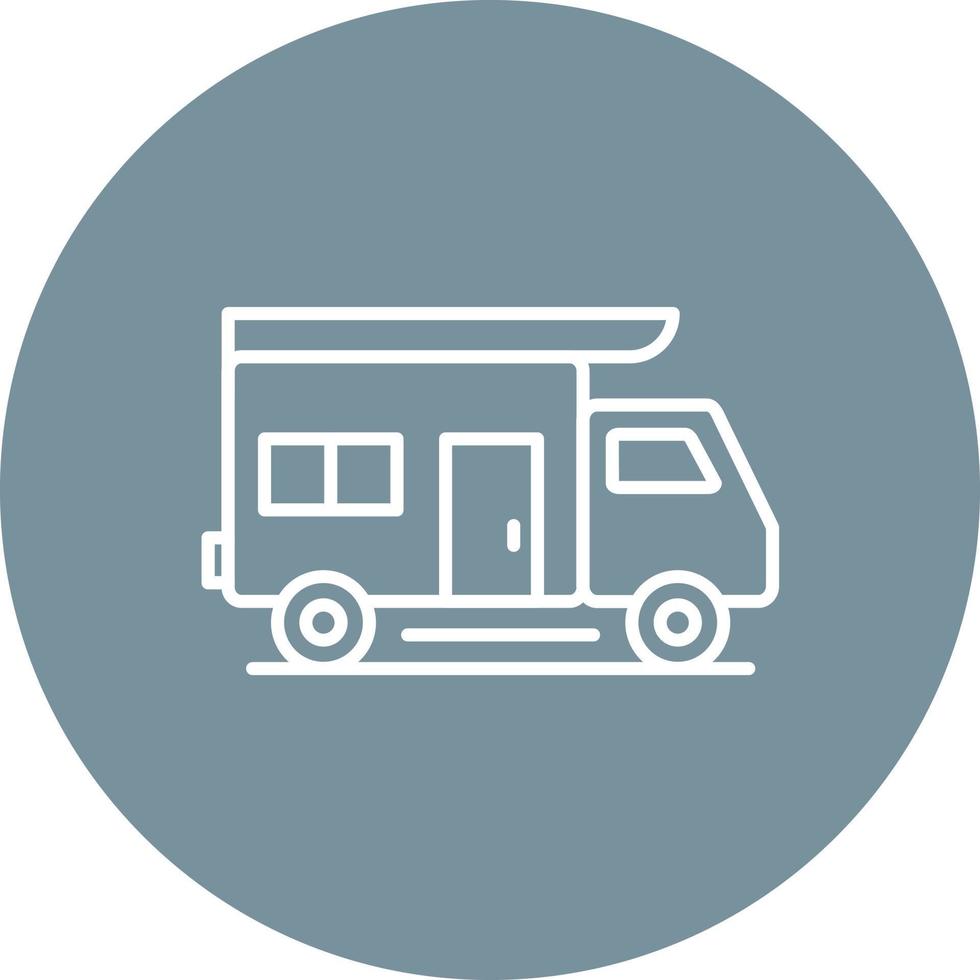 Camper Van Line Circle Background Icon vector