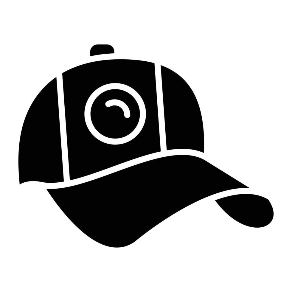 icono de glifo de gorra de béisbol vector