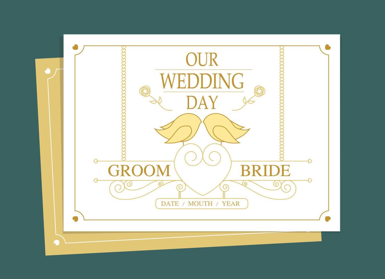 A couple of birds are kissing wedding card artwork. vector