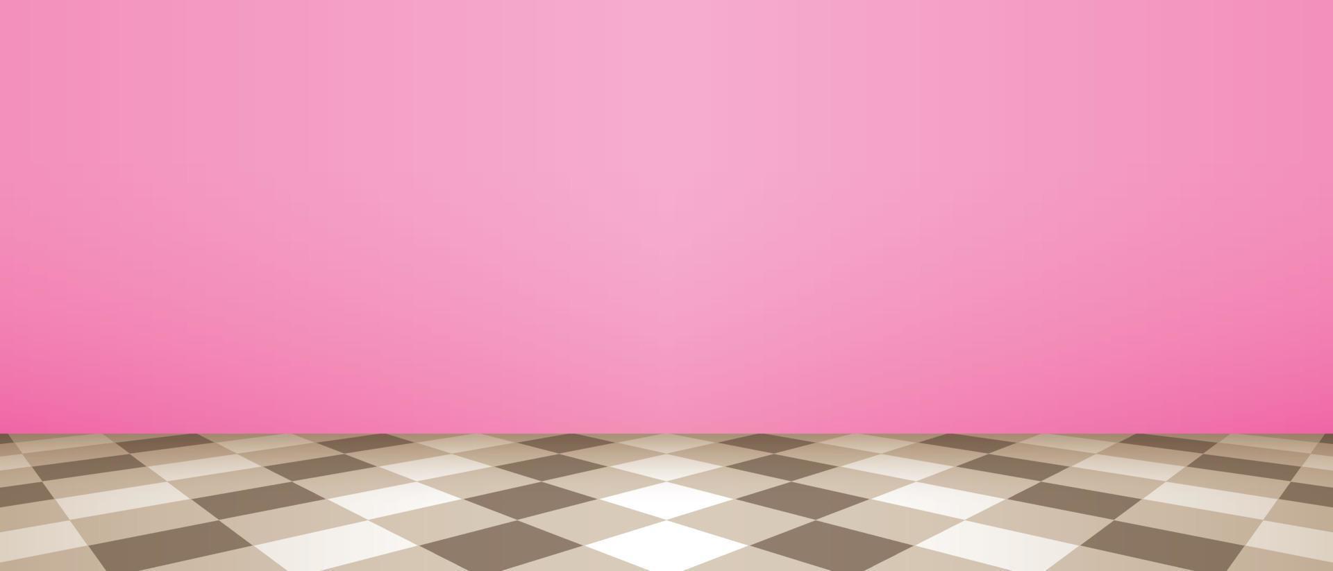 Cute brown floor with pink wall vector. vector