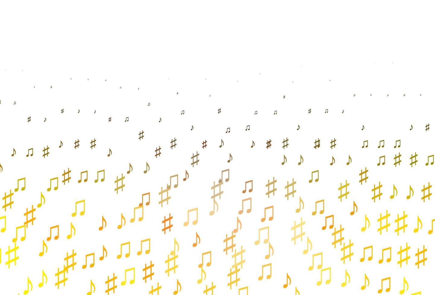textura de vector amarillo claro, naranja con notas musicales.