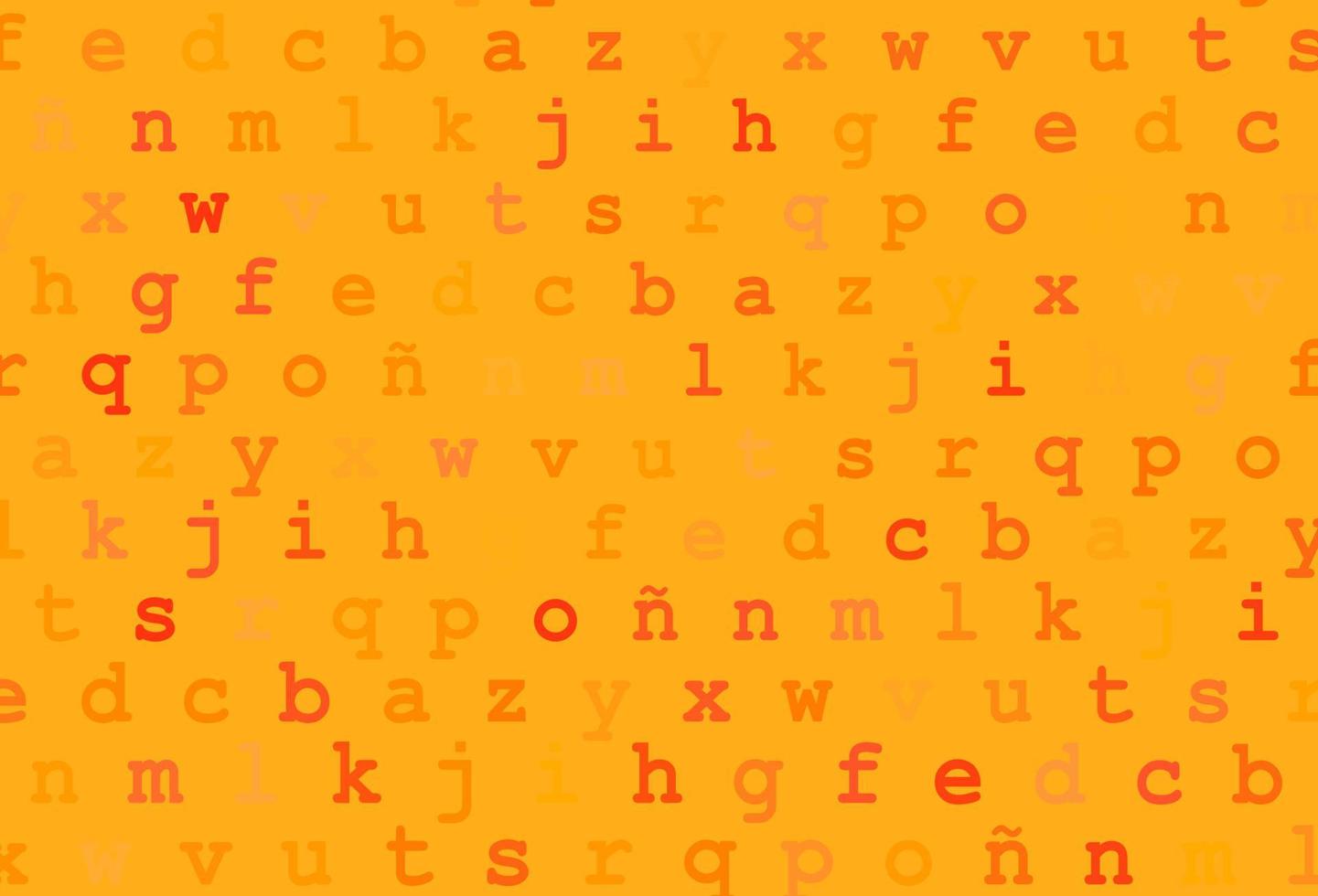 Light yellow, orange vector background with signs of alphabet.