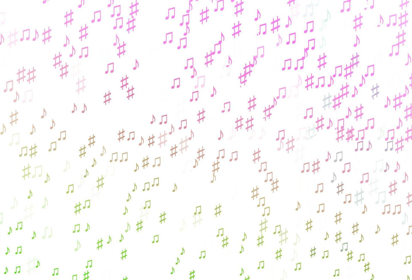 rosa claro, textura vectorial verde con notas musicales. vector