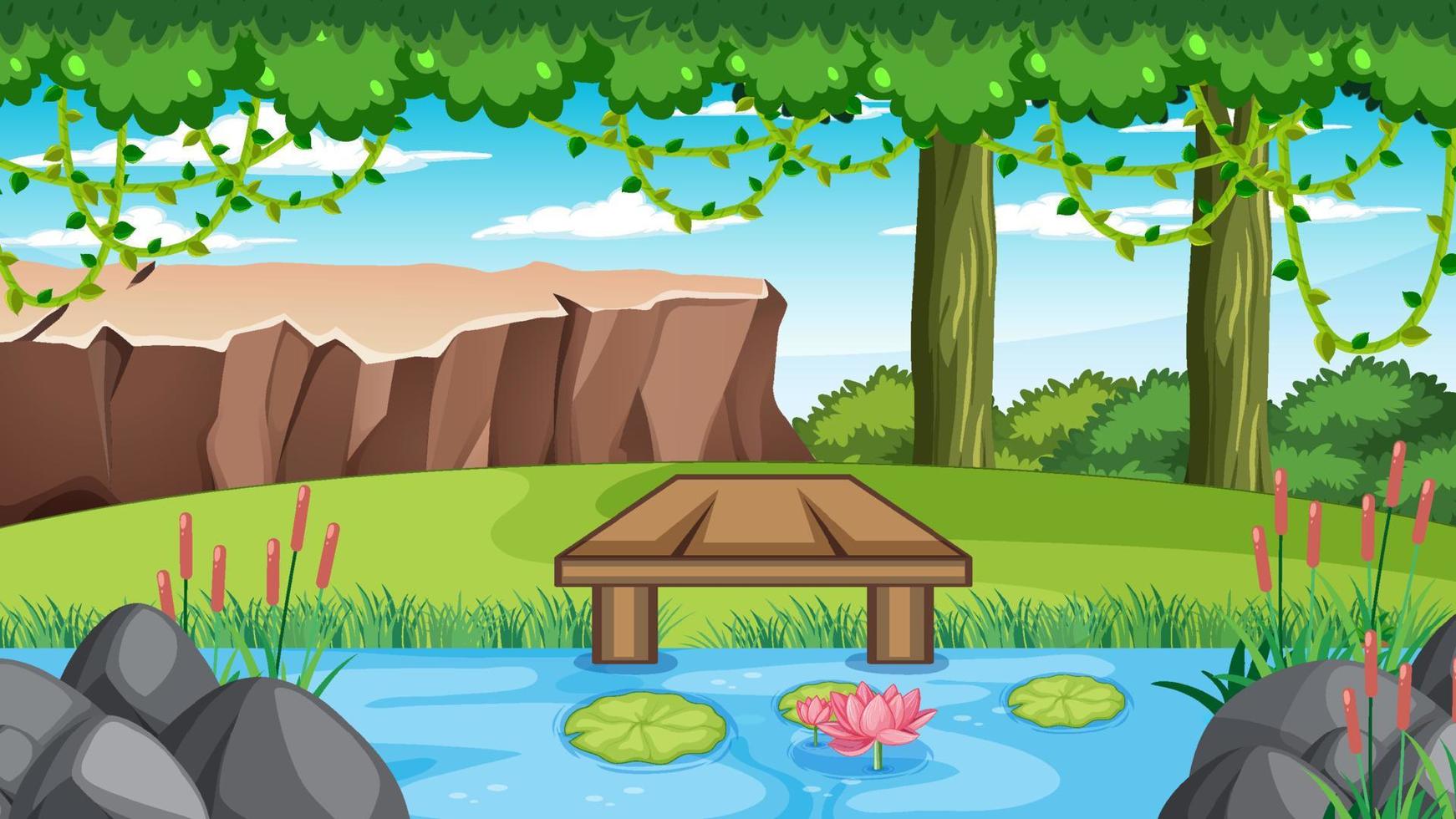 Scene with river in forest vector