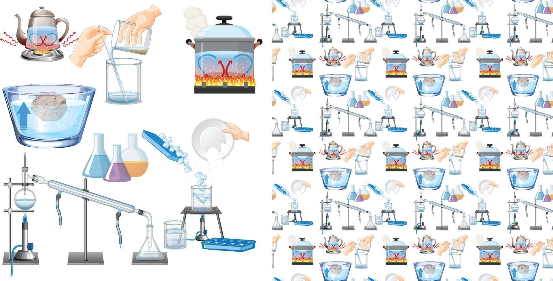 Seamless background with science equipments vector