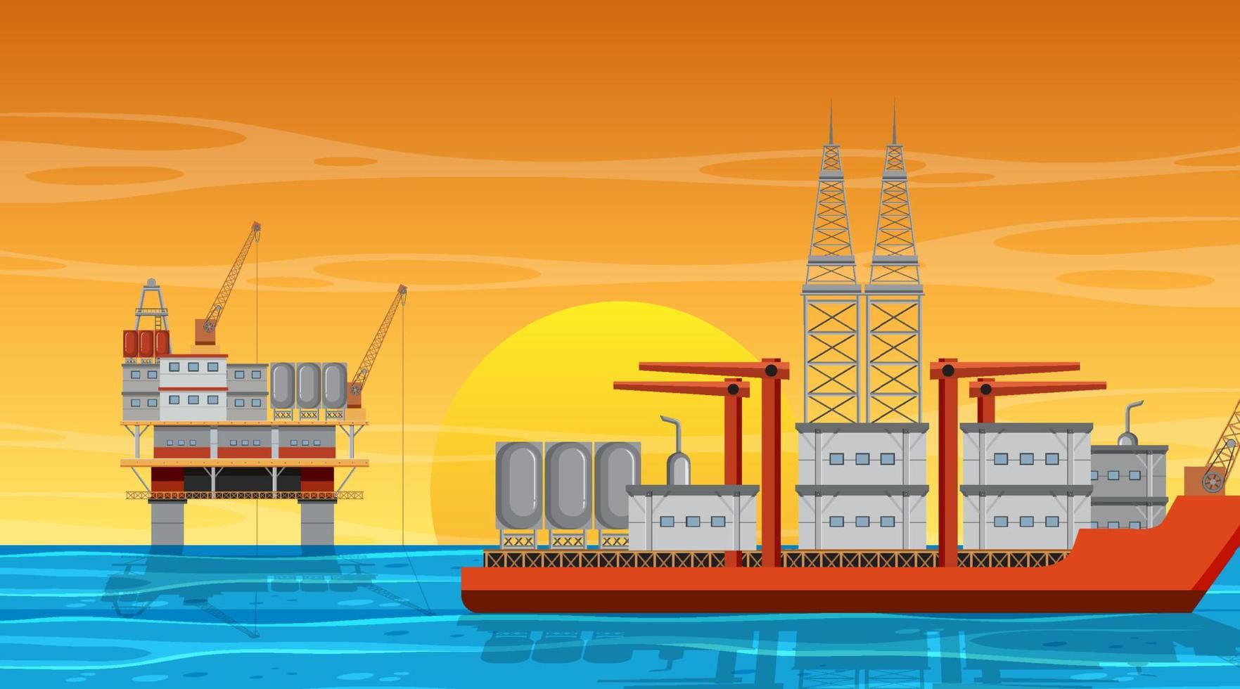 Petroleum industry concept with offshore oil platform vector