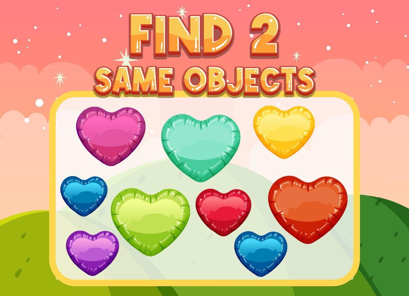 Find 2 same object worksheet for children vector