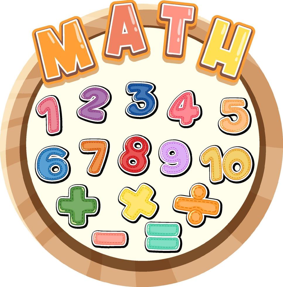 contando el número del 0 al 9 y los símbolos matemáticos vector
