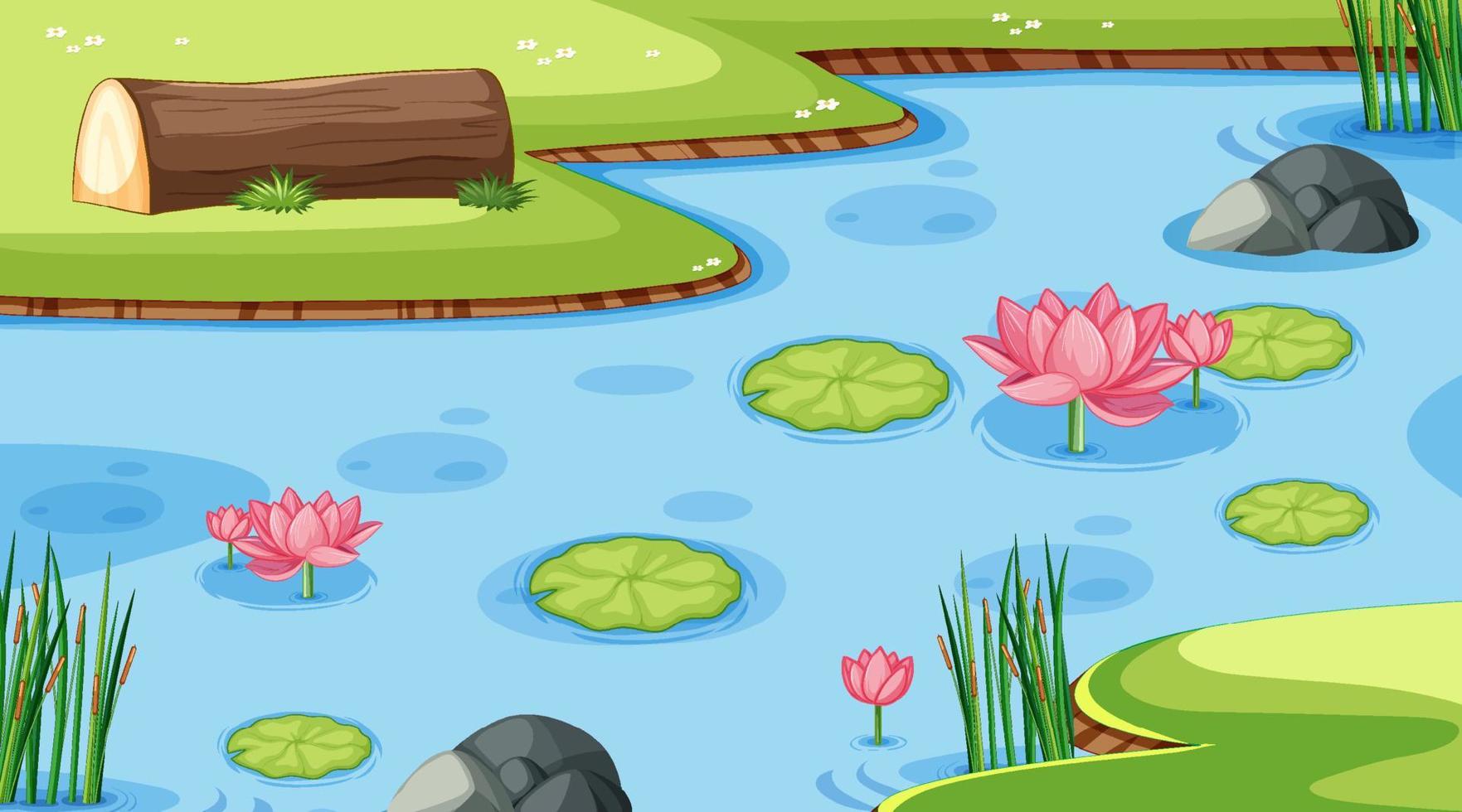 Nature scene with water lily in the pond vector