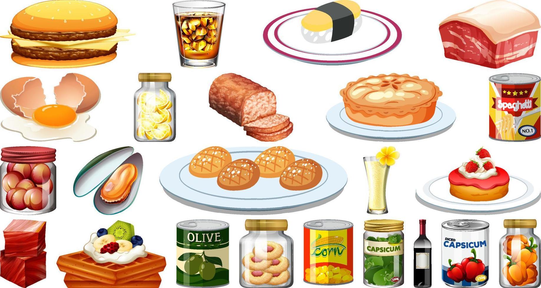 Set of different foods vector