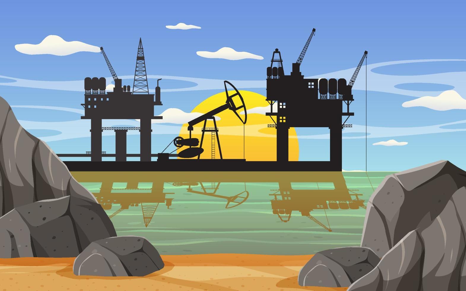 Petroleum industry concept with offshore oil platform vector