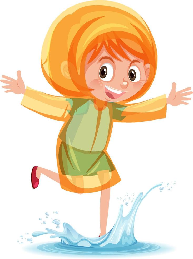 A little girl in a raincoat vector