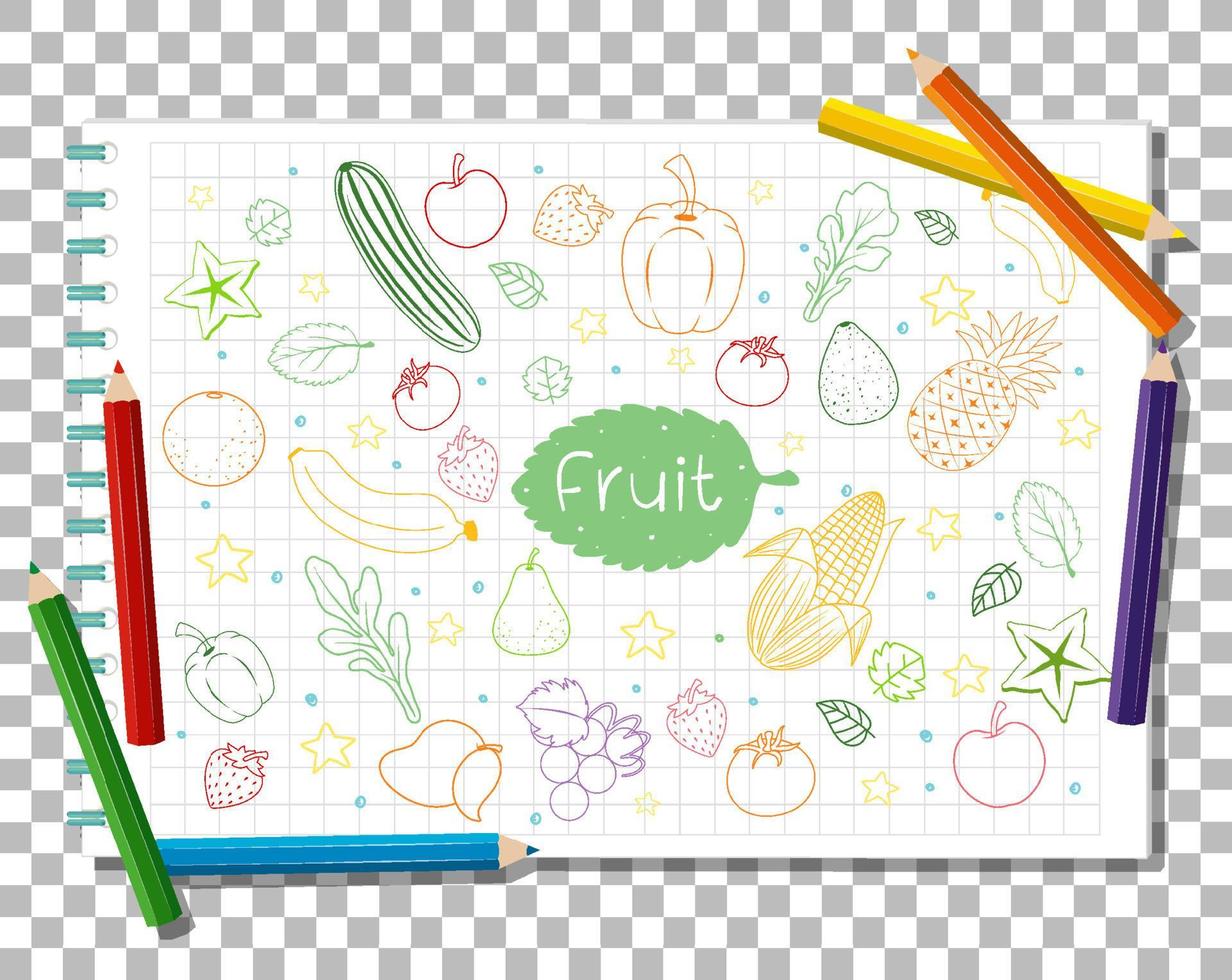 garabato dibujado a mano de frutas vector
