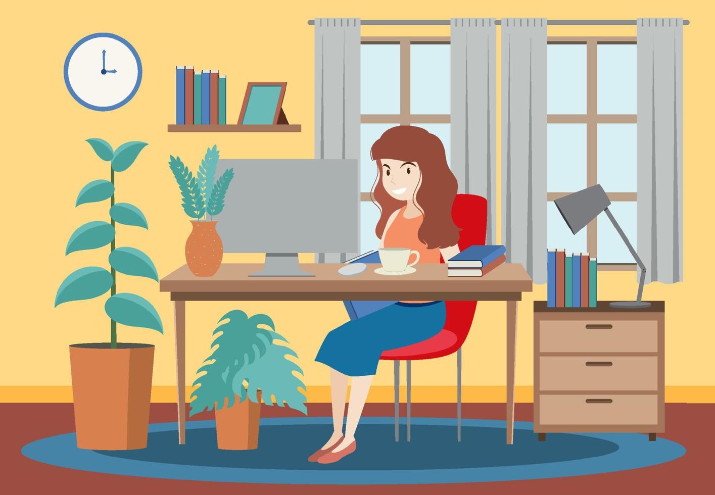 Workroom interior in flat design concept vector