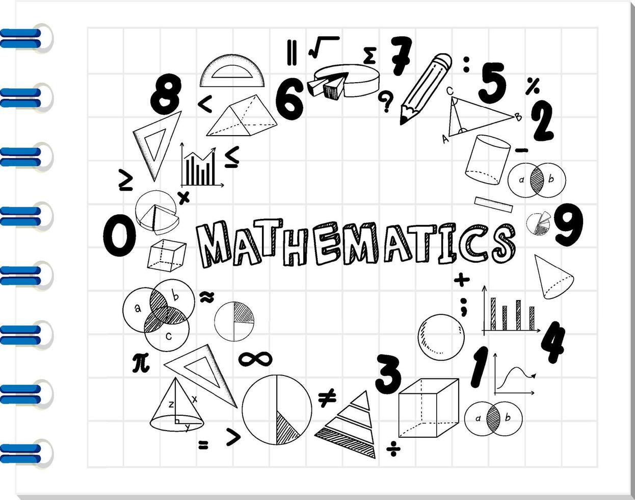 Doodle fórmula matemática con fuente matemática en el cuaderno vector