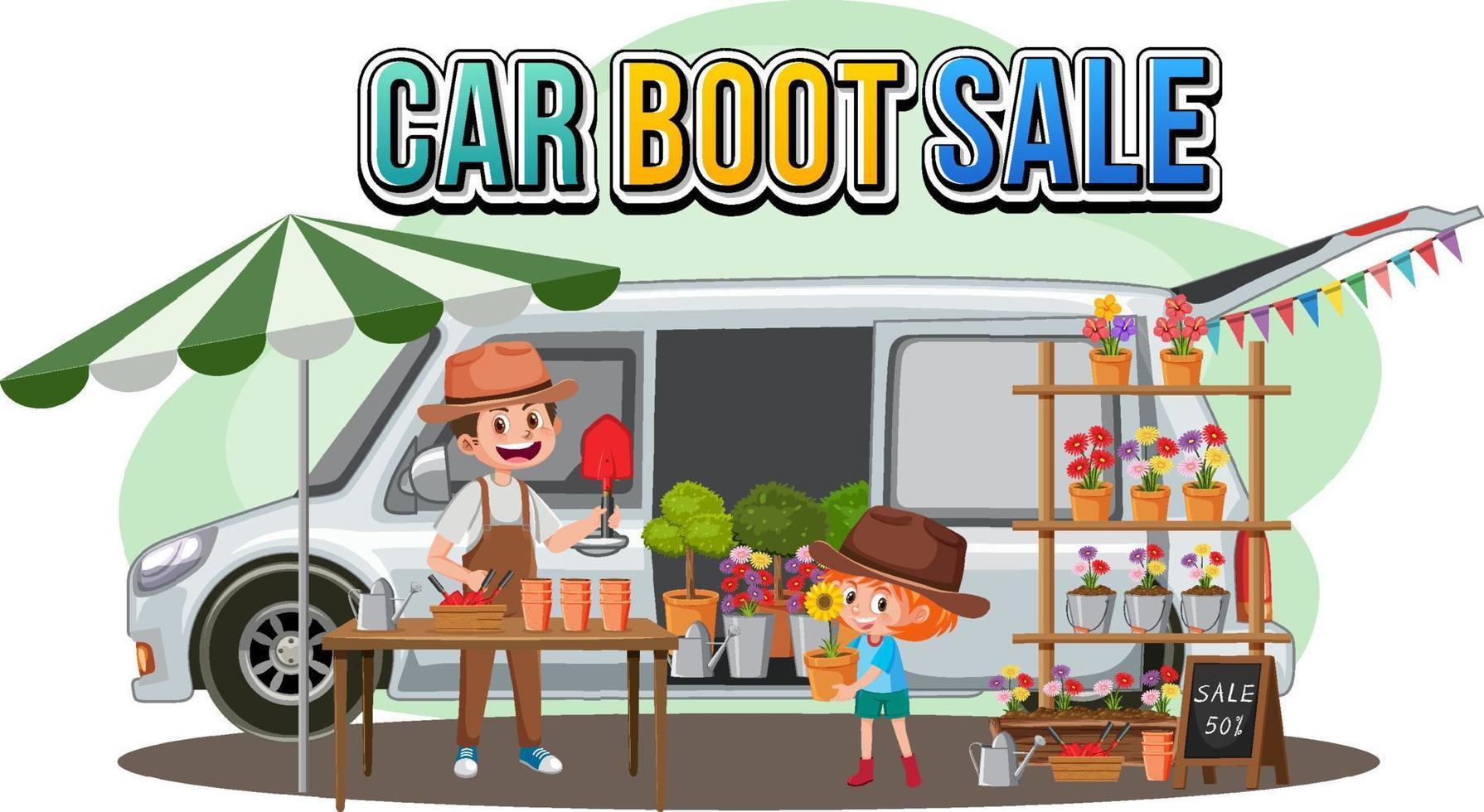 Flea market concept with car boot sale vector