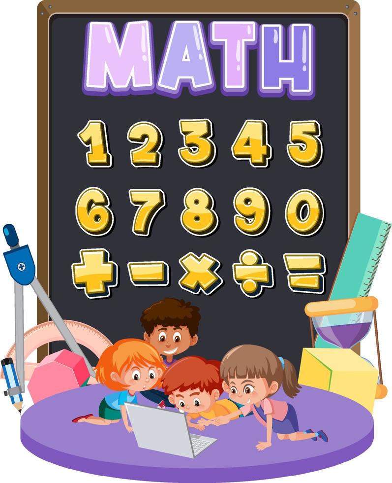 Counting number 0 to 9 and math symbols vector