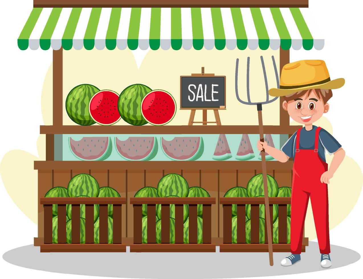 concepto de mercado de pulgas con tienda de frutas vector