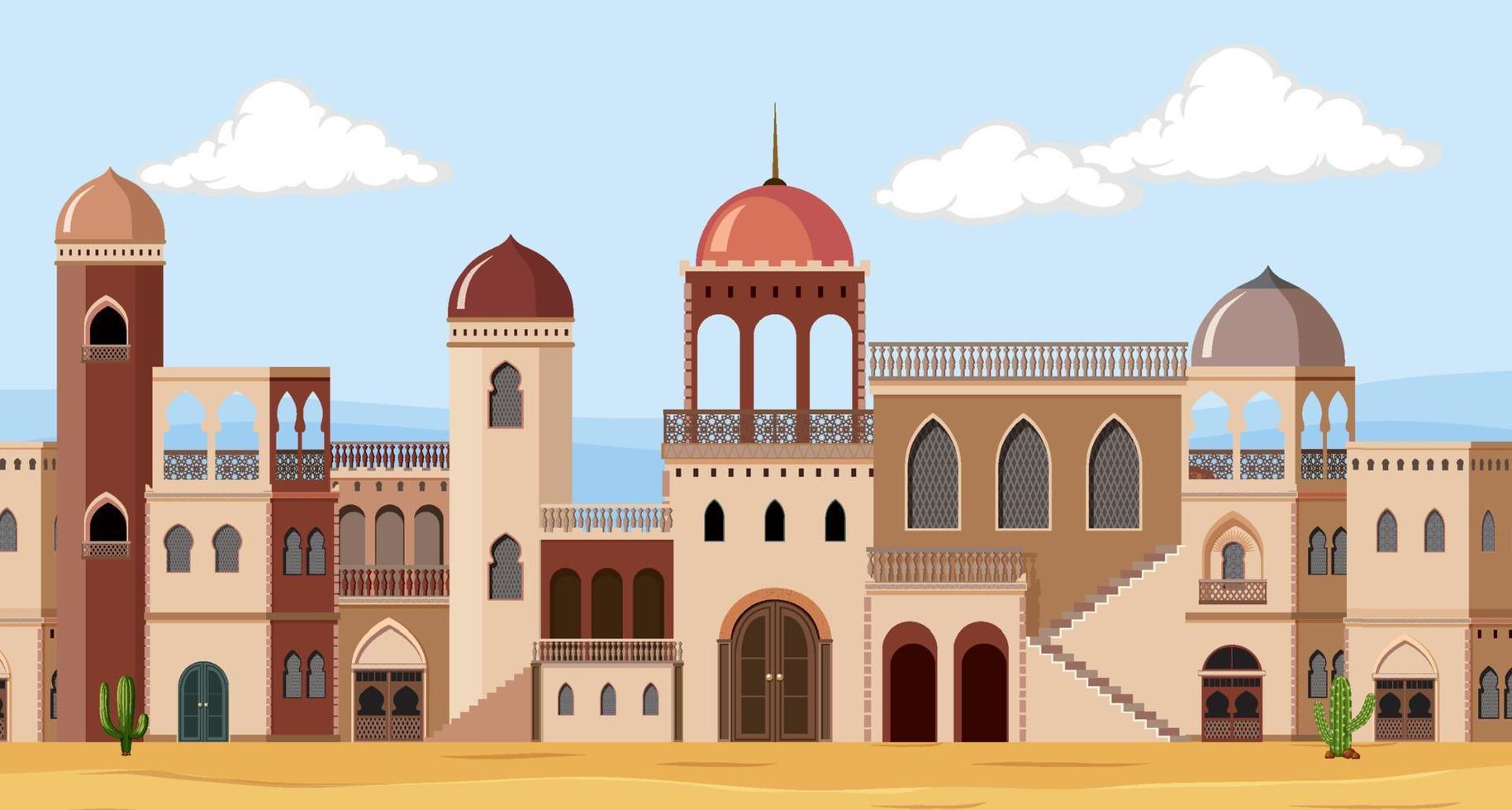 City scene with many buildings in the desert vector