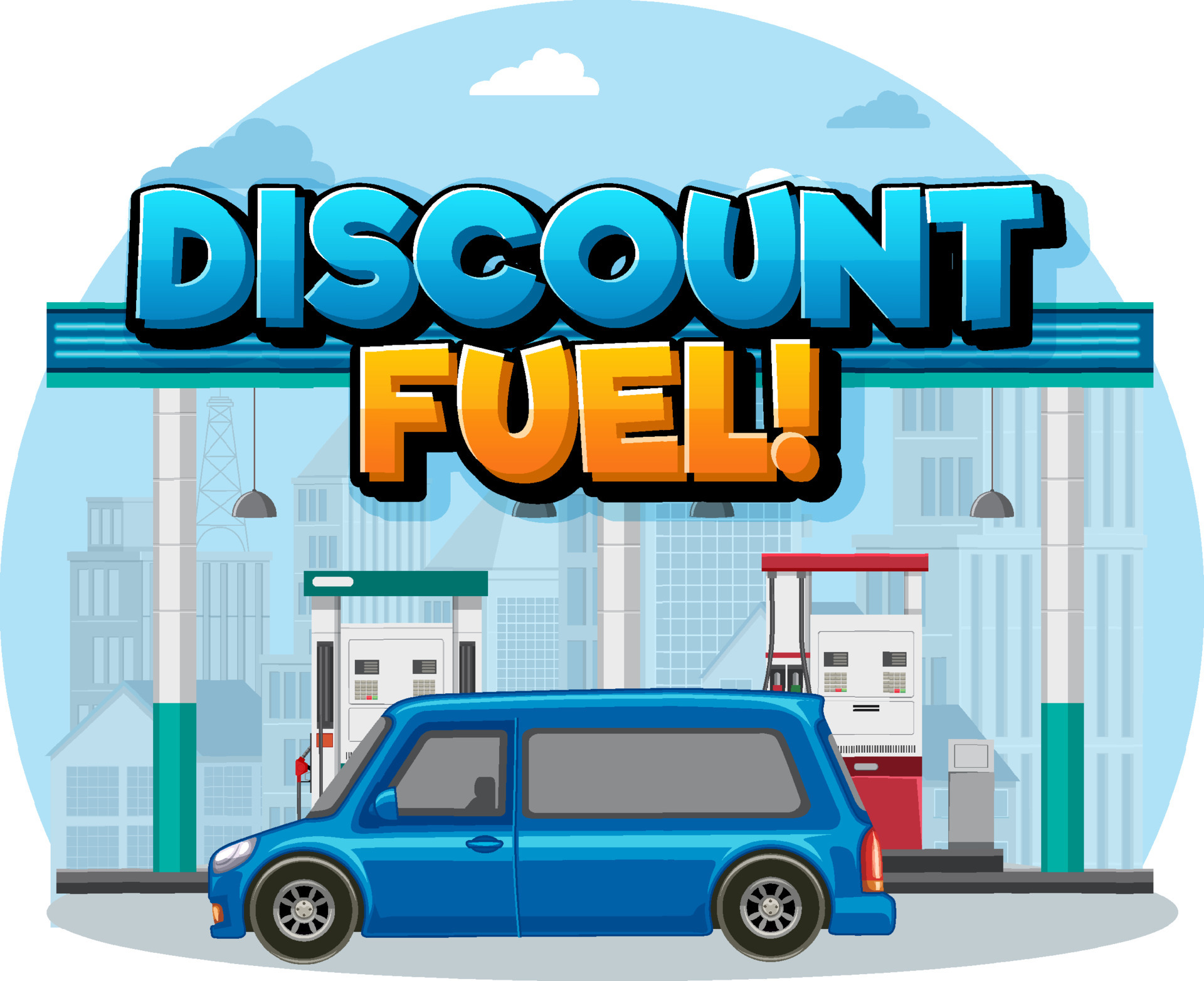 Discount fuel cartoon word logo design 6889604 Vector Art at Vecteezy