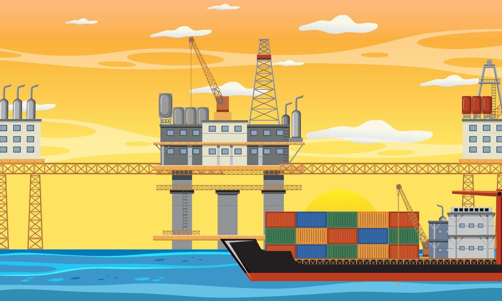 Petroleum industry concept with offshore oil platform vector