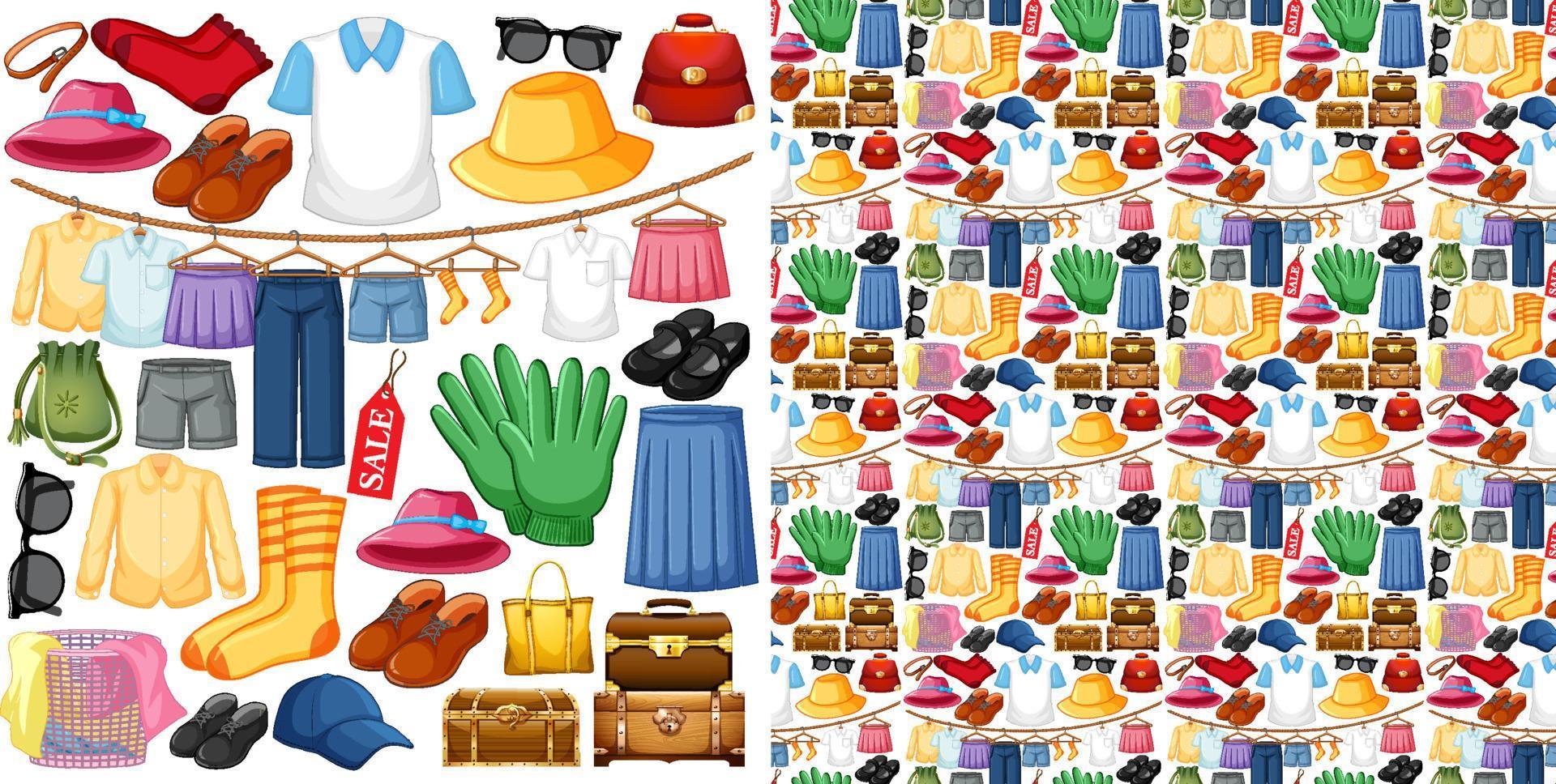 Seamless background design with cloth theme on white background vector