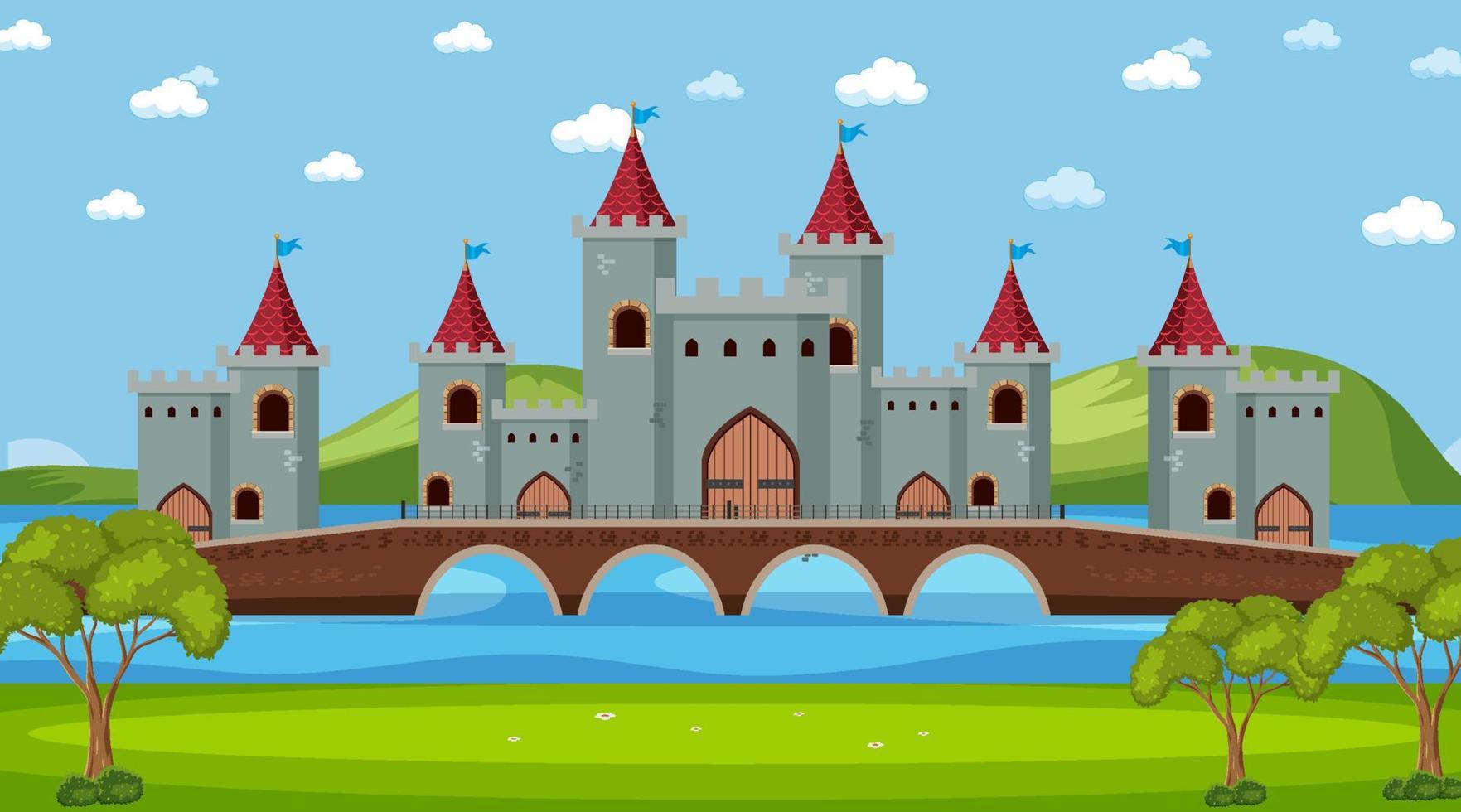 escena del palacio medieval en estilo de dibujos animados 6889632 Vector en  Vecteezy