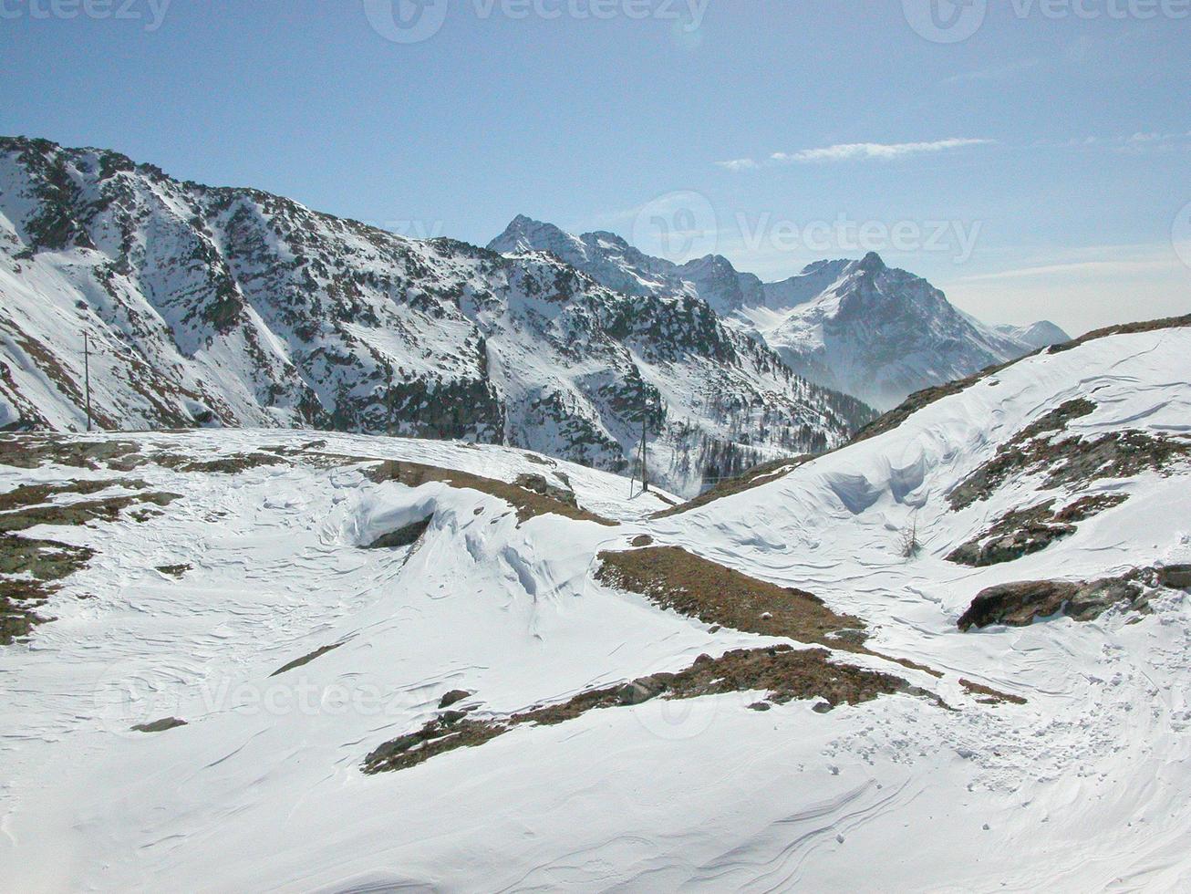 Piz Bernina range of mountains in Swiss Rethic Alps in Canton Gr photo