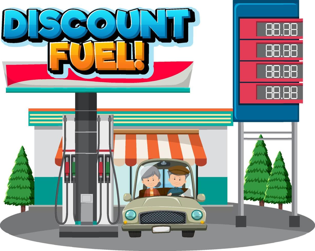Gas station with discount fuel vector