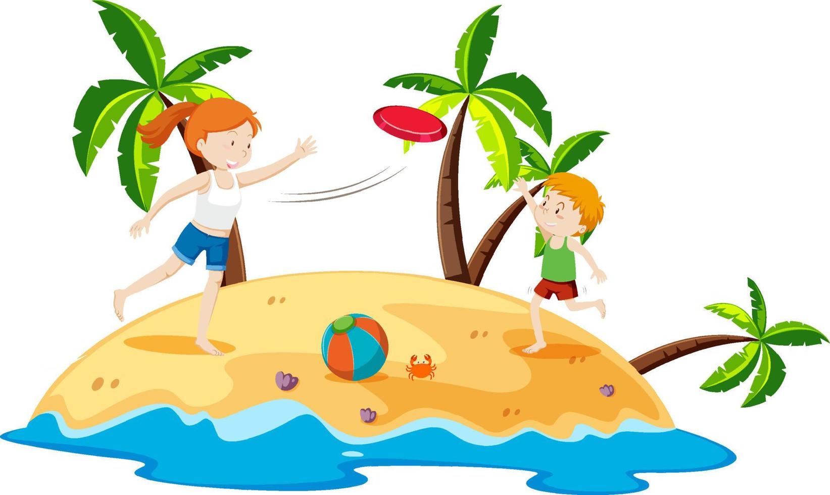 Kids playing on the island vector