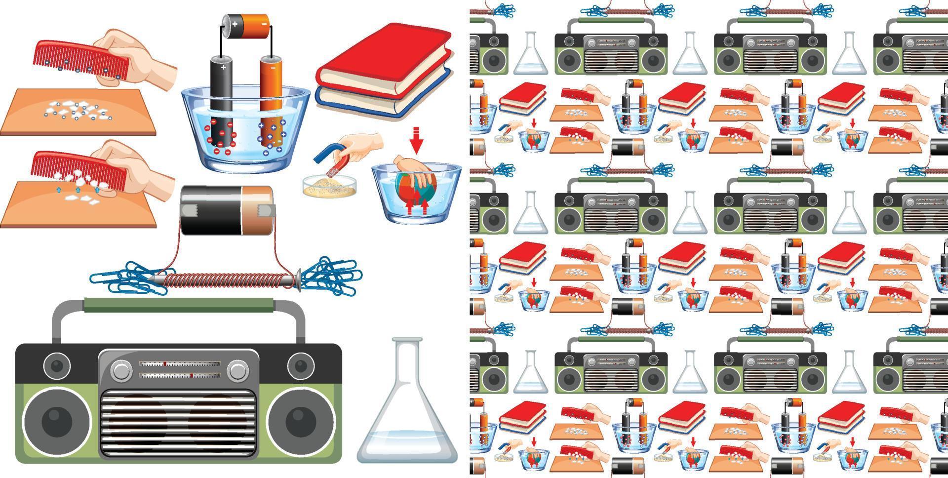 Seamless background with science tools vector