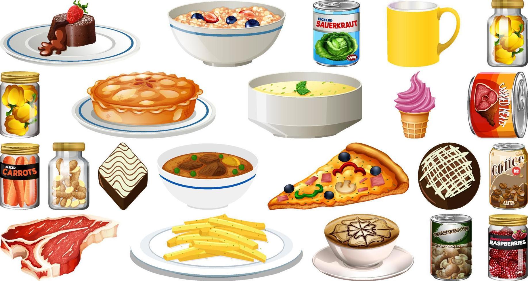Set of different foods vector