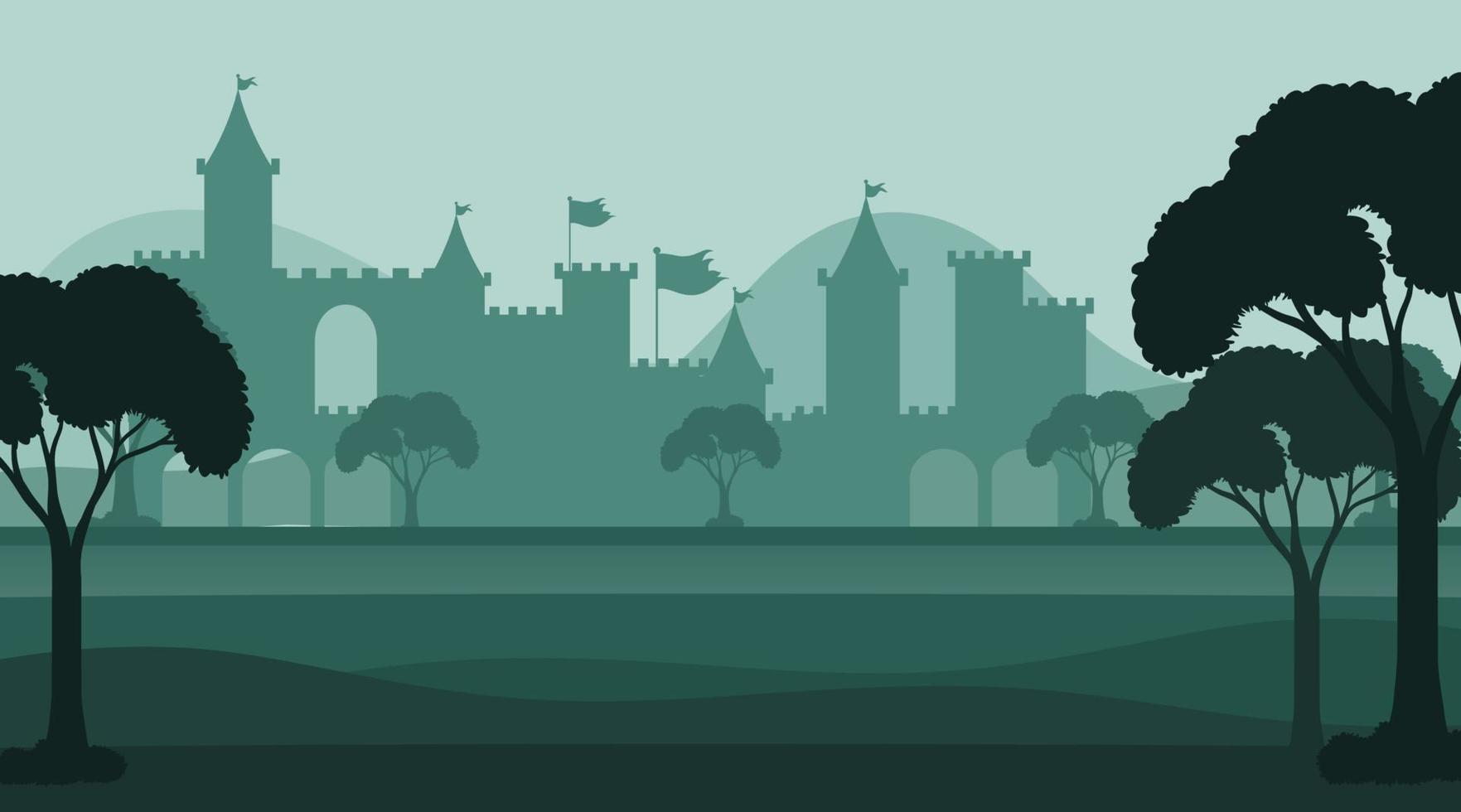 Empty silhouette medieval background vector