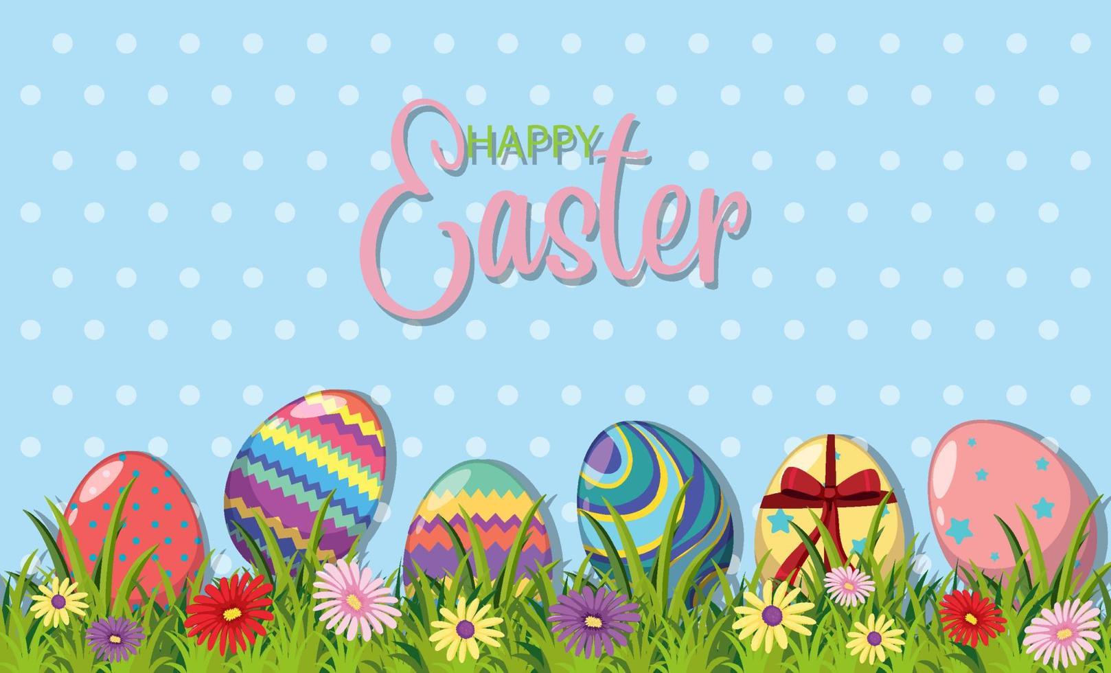 Happy Easter design with eggs and flowers vector