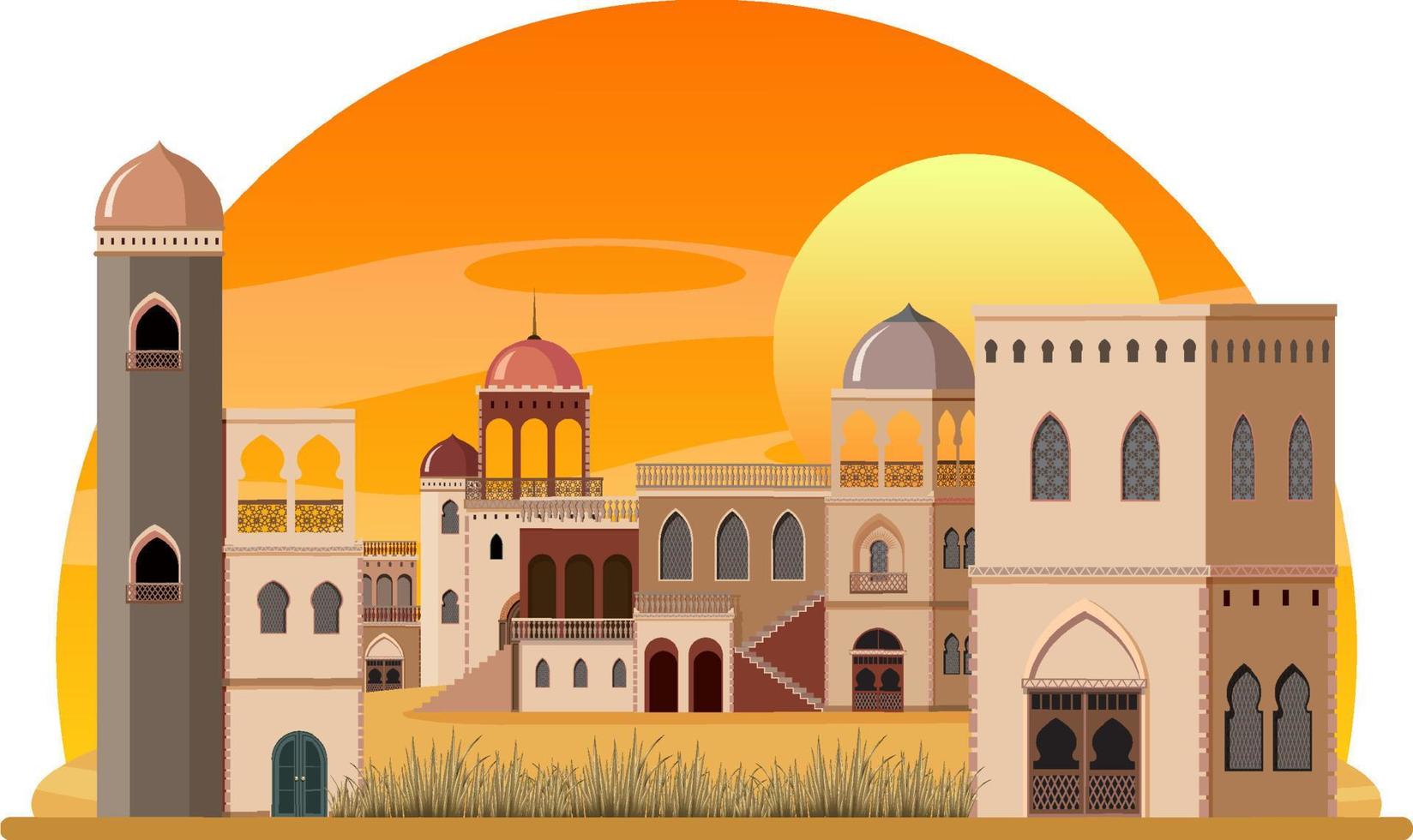 Arabian architecture house and building vector