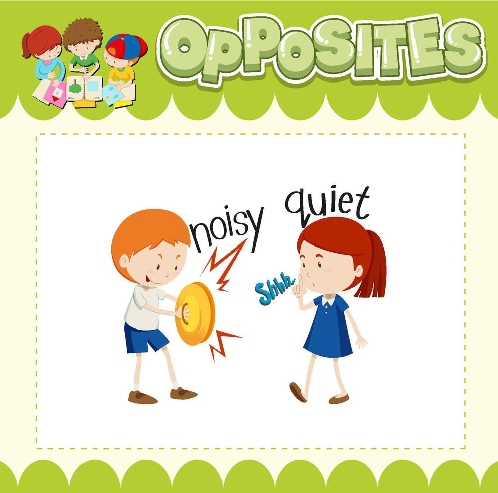 Education word card of English opposites word vector