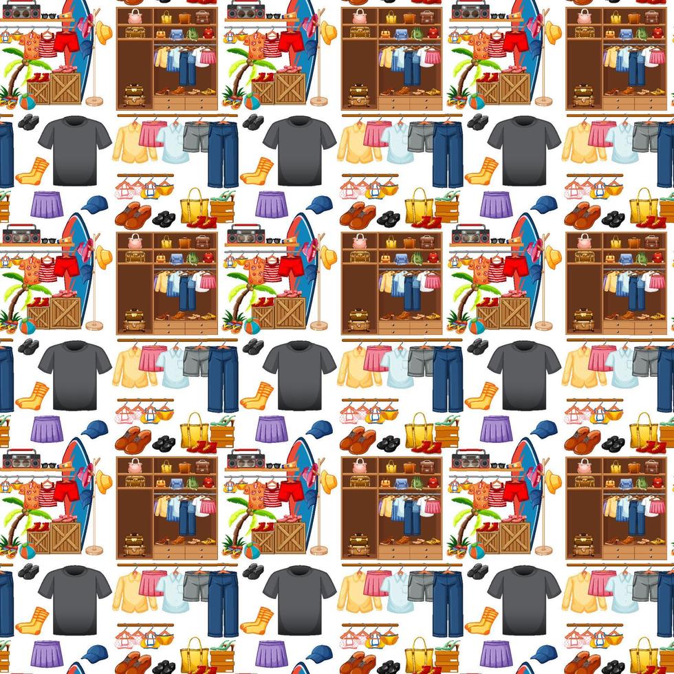 Seamless background design with cloth theme on white background vector