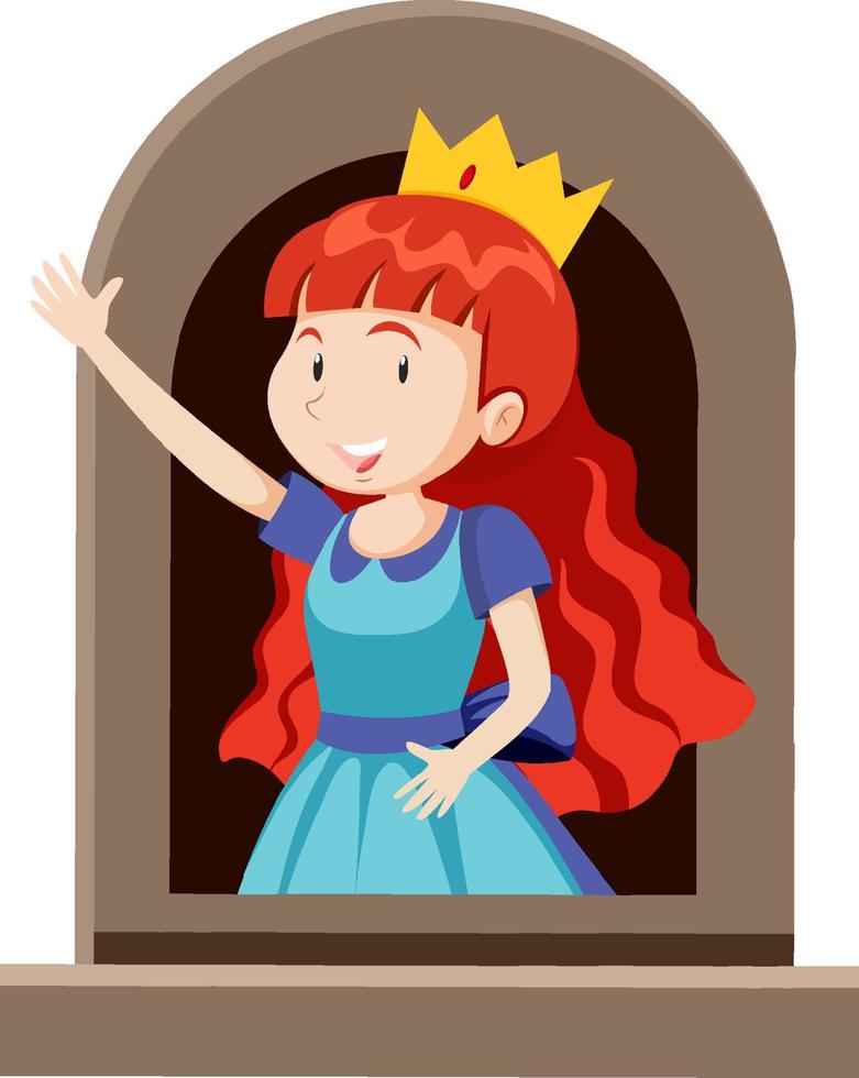 personaje de princesa de fantasía junto a la ventana sobre fondo blanco vector