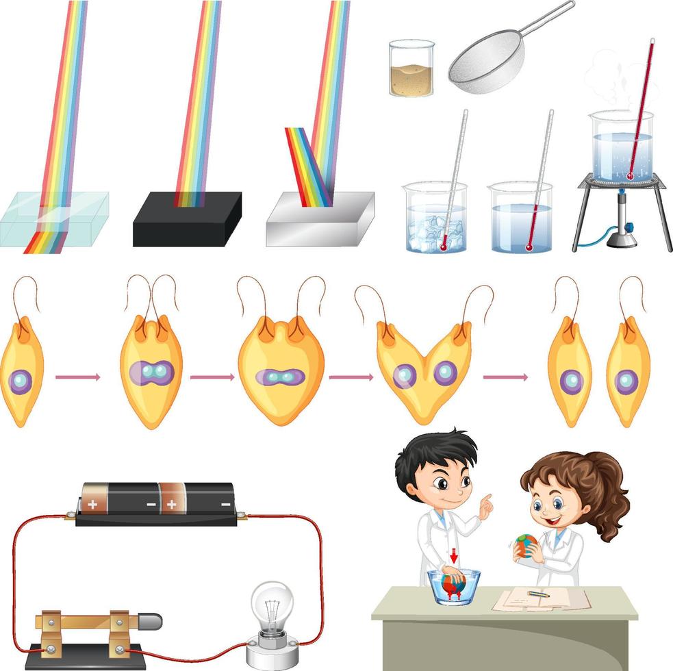 Set of equipment needed for science experiment vector