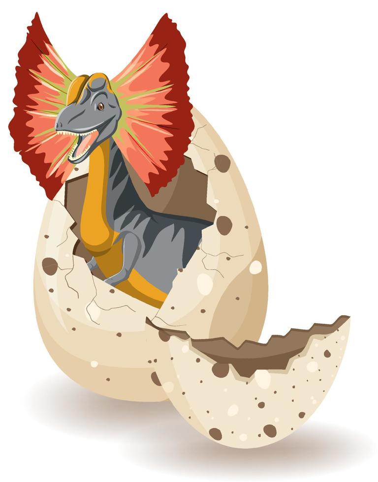 Dilophosaurus hatching from egg vector