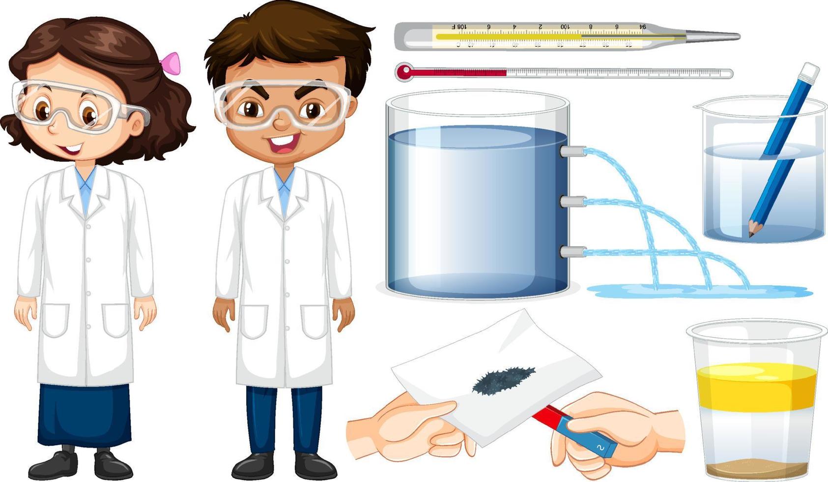 conjunto de equipos necesarios para el experimento científico vector