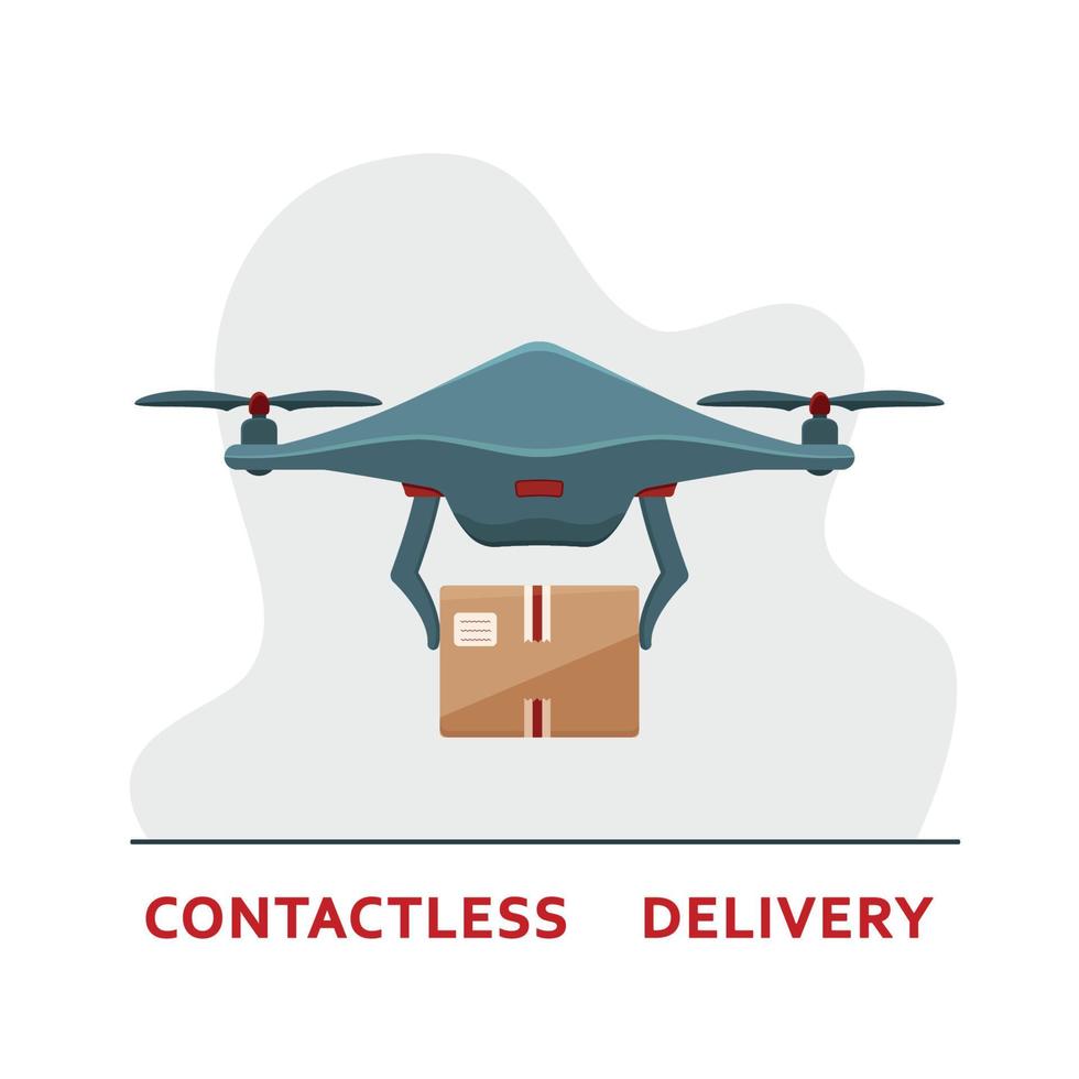 Drone Delivery Concept. Contactless Delivery. vector